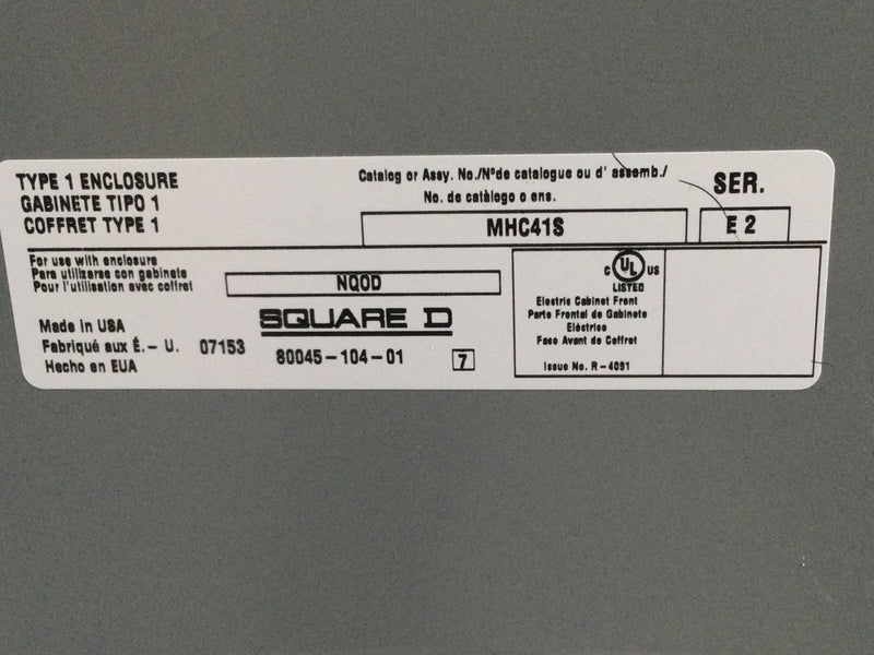 Square D NQOD442L225CUTF 225 Amp 240/120/208Volt 3 Ph/4 Wire 42 Space Type NQOD Panelboard 41" x 20"