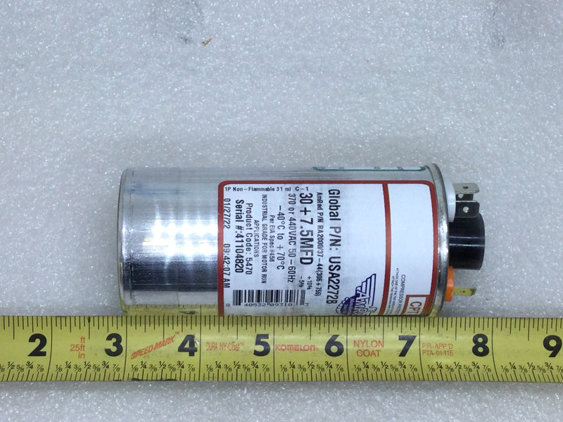 Amrad USA2272B RA2000/37-44(306+755) 30 + 7.5MFD +10%/-5% 370/440VAC 50/60Hz 70c/-40c Capacitor