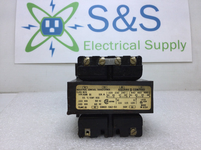 Square D S30033-562-50 Class 9070 Control Transformer 220-480 VAC Primary 110-120 VAC Secondary