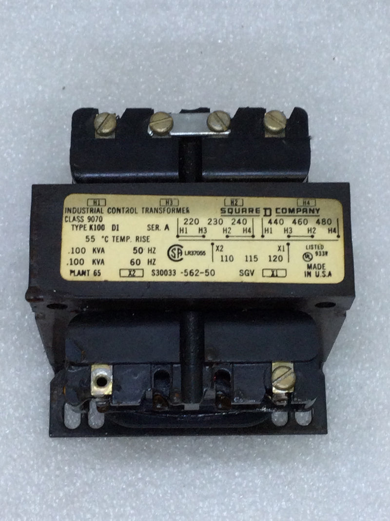 Square D S30033-562-50 Class 9070 Control Transformer 220-480 VAC Primary 110-120 VAC Secondary