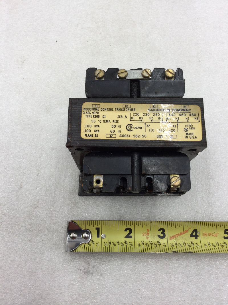 Square D S30033-562-50 Class 9070 Control Transformer 220-480 VAC Primary 110-120 VAC Secondary