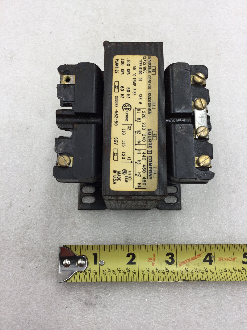 Square D S30033-562-50 Class 9070 Control Transformer 220-480 VAC Primary 110-120 VAC Secondary