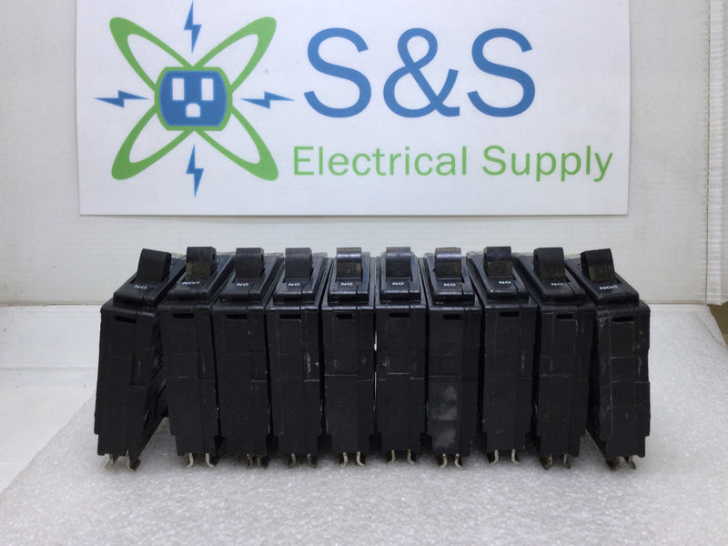 Lot of 10 - Square D QO130 30 Amp 1 Pole 120/240V Circuit Breaker - Yellow Face Black