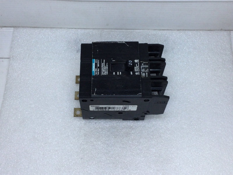 Siemens BQD320 20 Amp 3 Pole 480Y/277V AC Bolt-On Type BQD Circuit Breaker