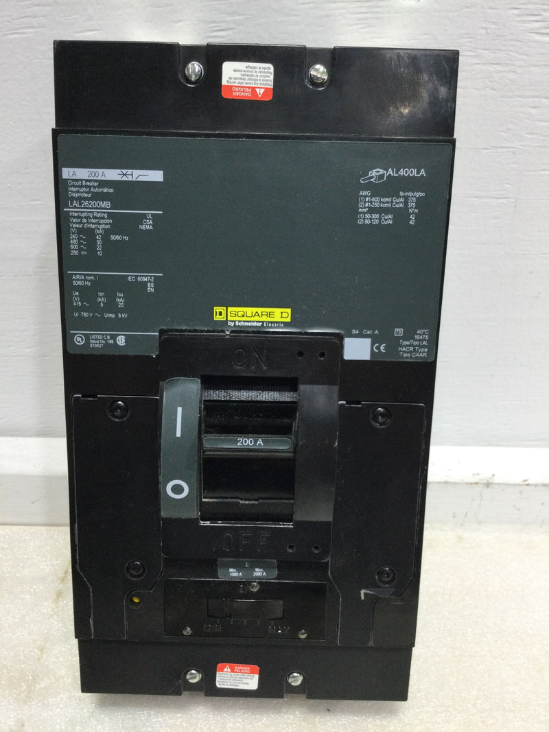 Square D LAL26200MB 200 AMP 2 PH molded case circuit breaker