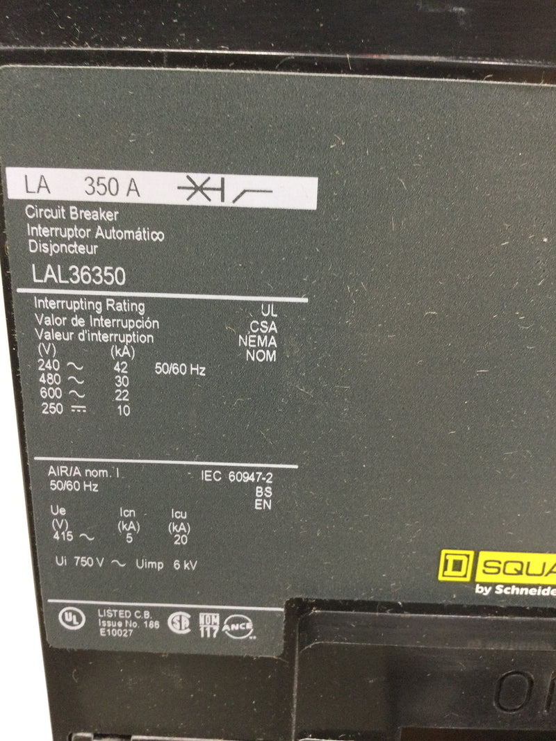 Square D LAL36350 350 AMP 3 PH molded case circuit breaker