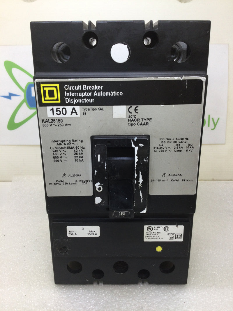 Square D KAL26150 150 Amp 2 Pole 600V Circuit Breaker