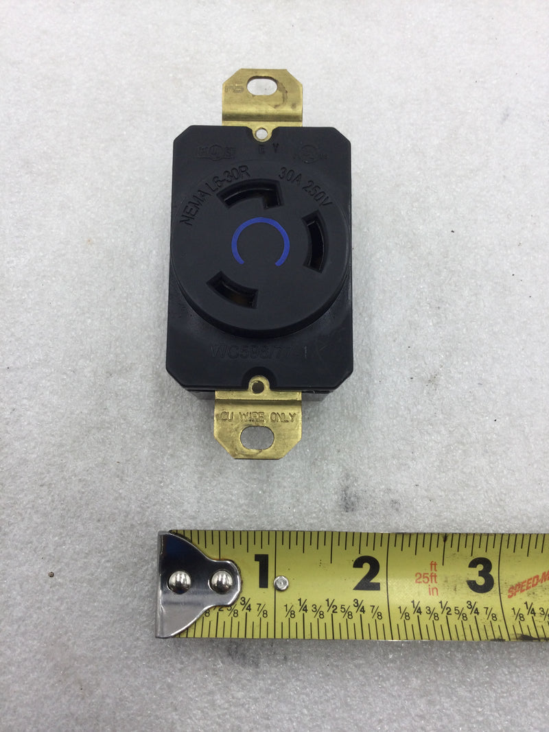 Legrand WC596/77-1 30 Amp Turnlock Single Receptacle 250 VAC Nema L6-30R Rated