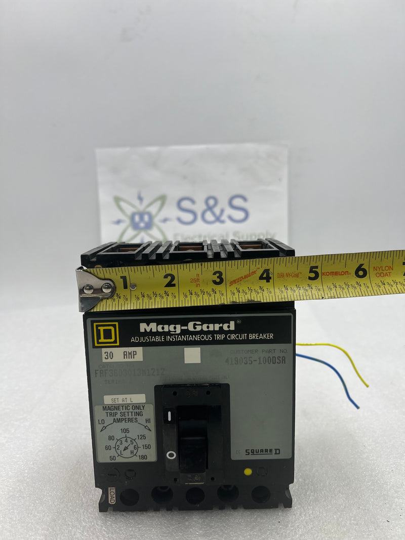 Square D FAF3603013M212 30 Amp 3 Pole Series 2 Adjustable Instantaneous Trip Circuit Breaker