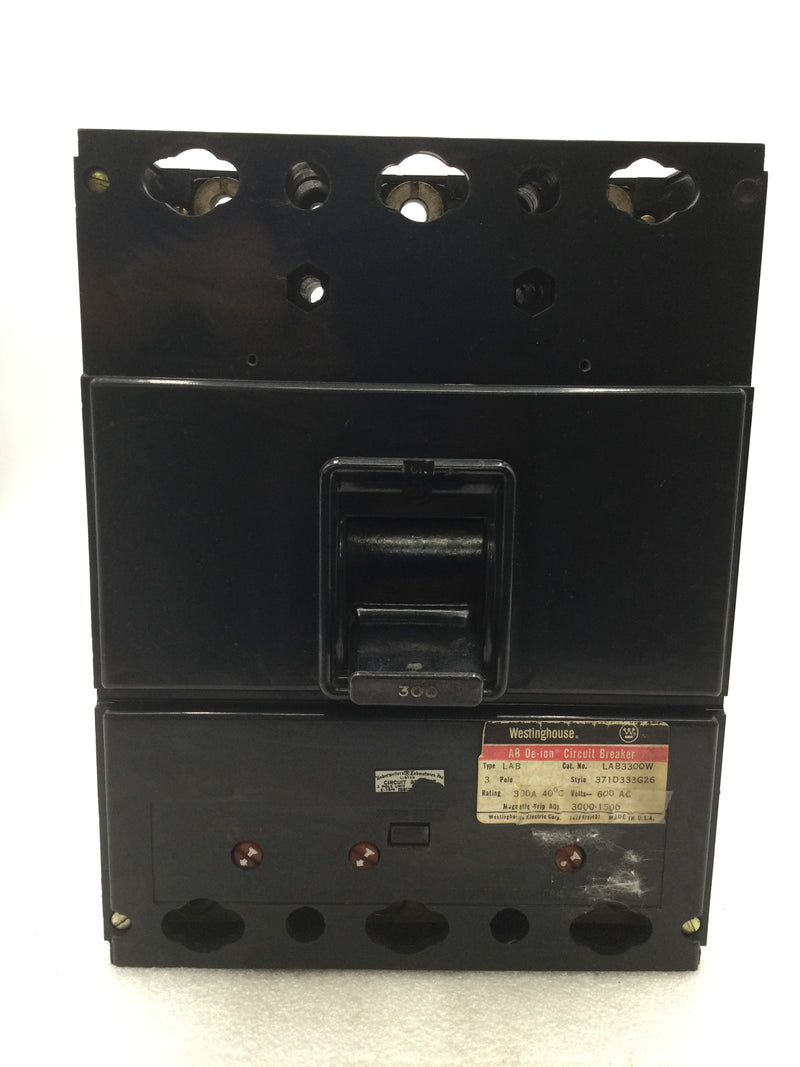 Westinghouse LAB3300W 300 Amp 3 Pole 600V AB De-ion Circuit Breaker