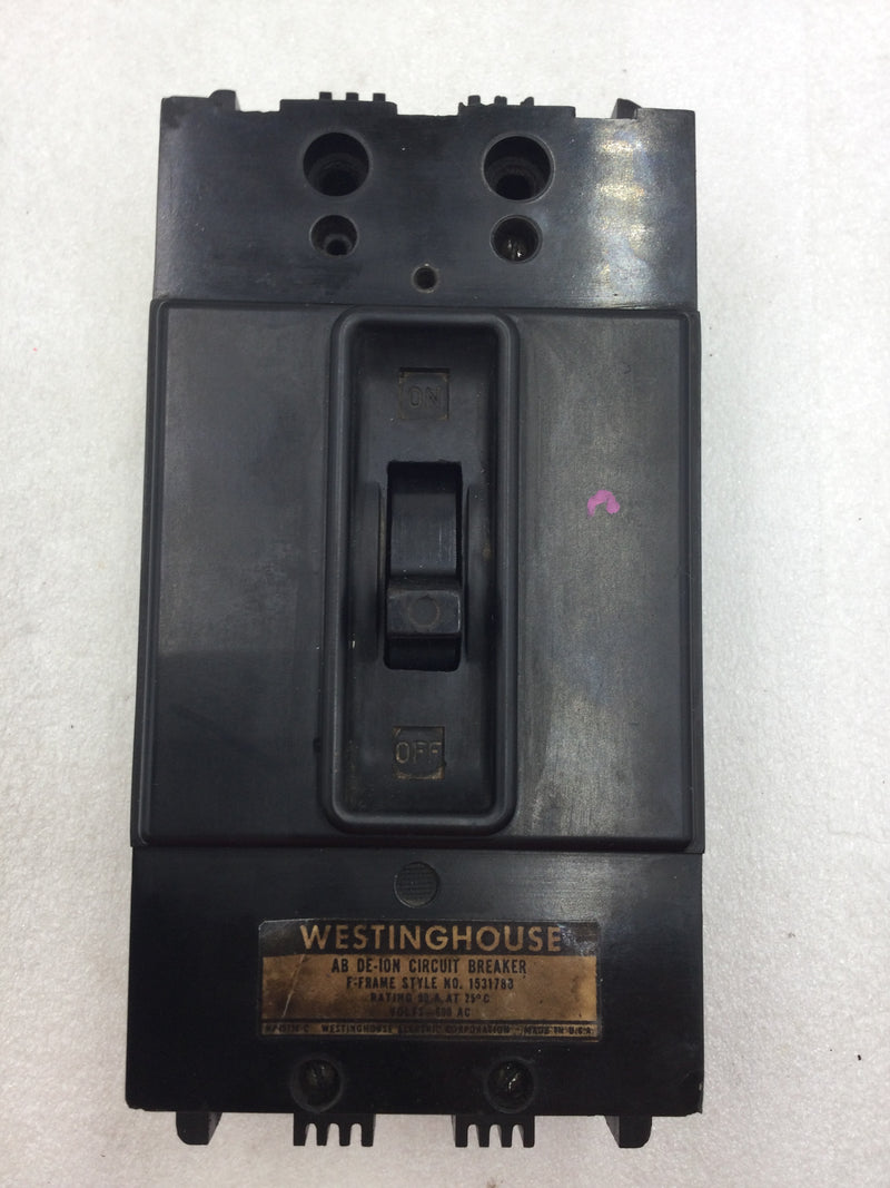 Westinghouse F3070 70 Amp 3 Pole 600 VAC AB De-Ion Circuit Breaker