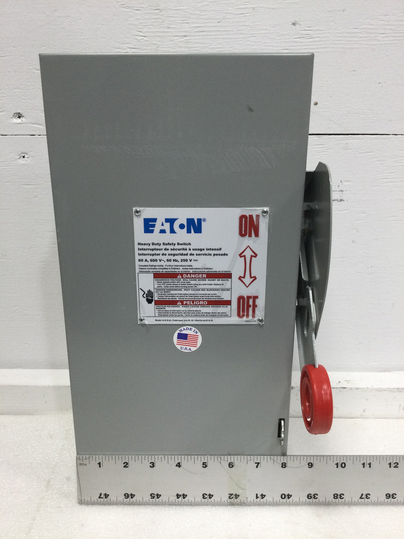 Eaton/Cutler-Hammer DH362FGK, 60A, 3 Pole, 600VAC, Fused, Nema1 Safety Switch