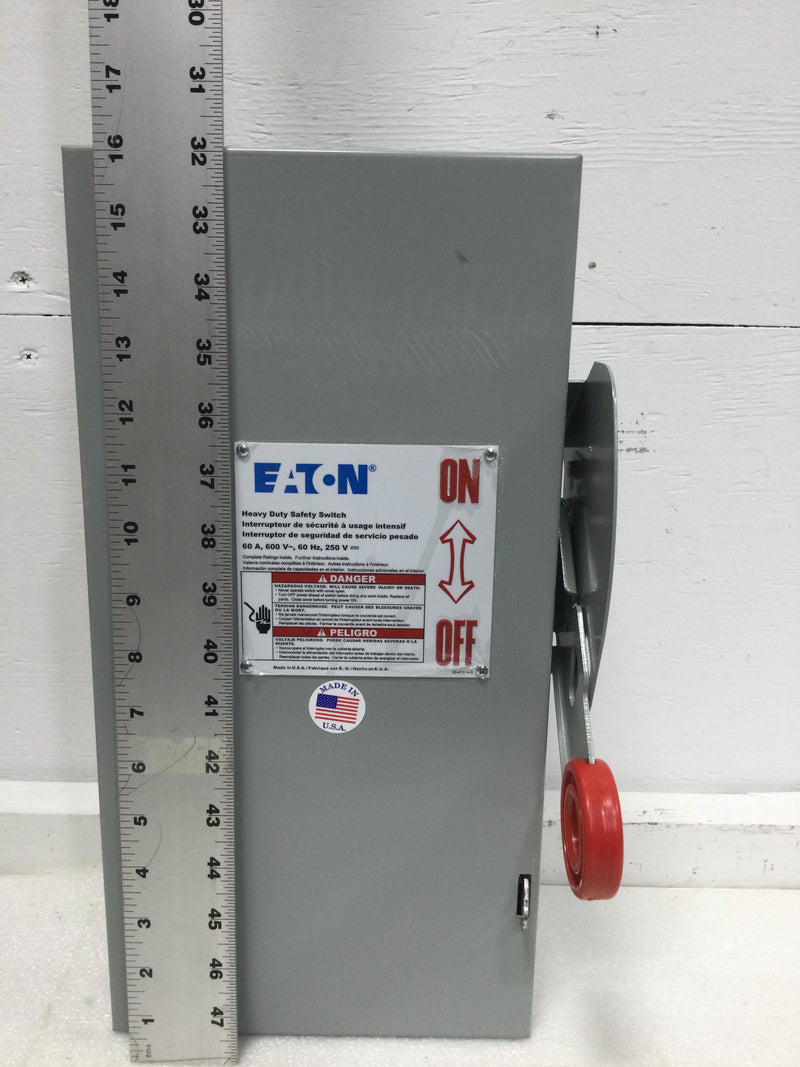 Eaton/Cutler-Hammer DH362FGK, 60A, 3 Pole, 600VAC, Fused, Nema1 Safety Switch