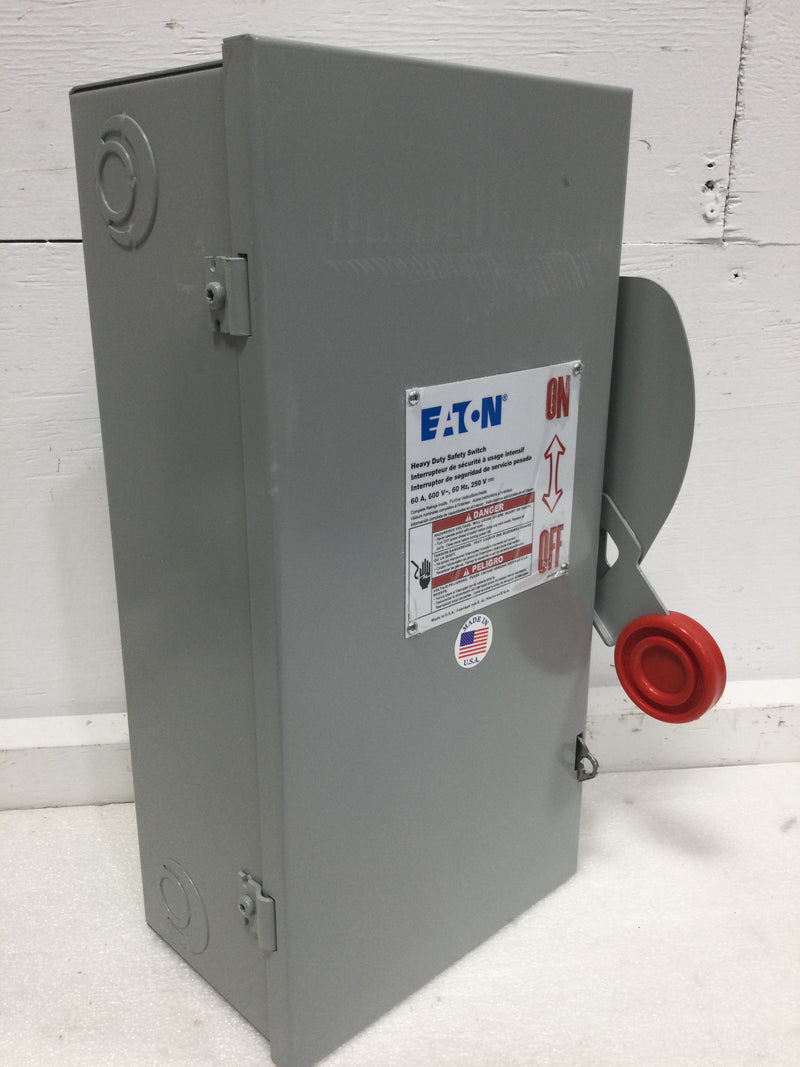 Eaton/Cutler-Hammer DH362FGK, 60A, 3 Pole, 600VAC, Fused, Nema1 Safety Switch