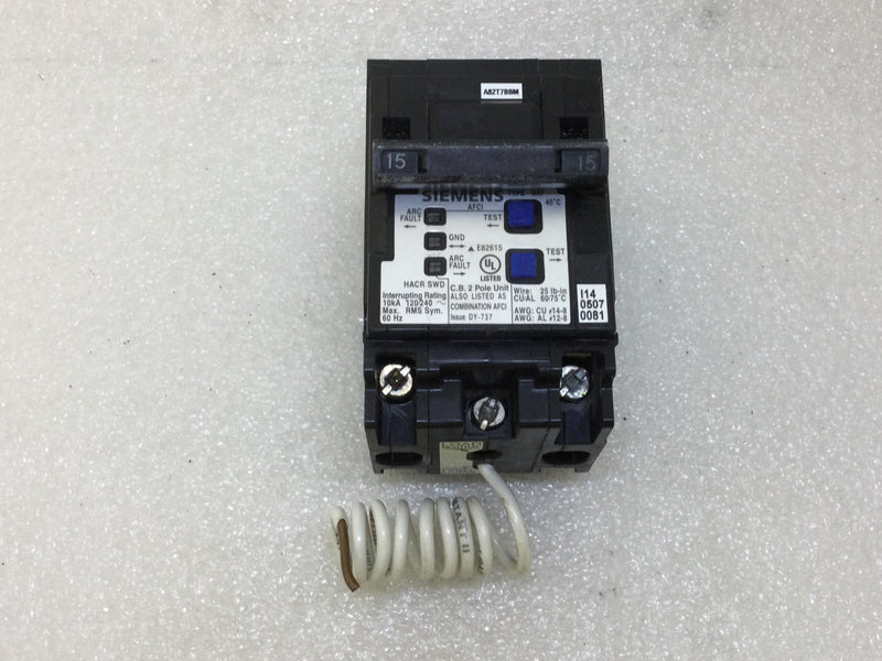 Siemens Q215AFC 15 Amp 2 Pole AFCI Circuit Breaker