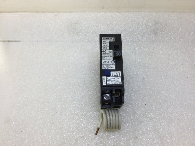 Siemens B120AFC 20 Amp Single Pole Bolt on AFCI Circuit Breaker