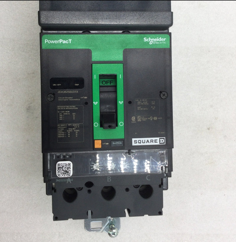 Square D JDA36250U31X JD250 250 Amp 3 Pole PowerPact Circuit Breaker