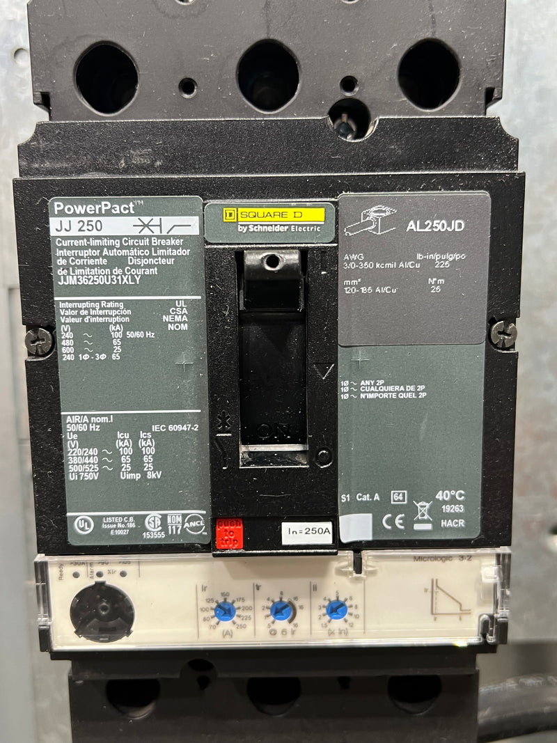 Square D Panelboard 400 Amp Max 250 Main Breaker 480Y/277 3Ø 4 Wire 42 space NF style