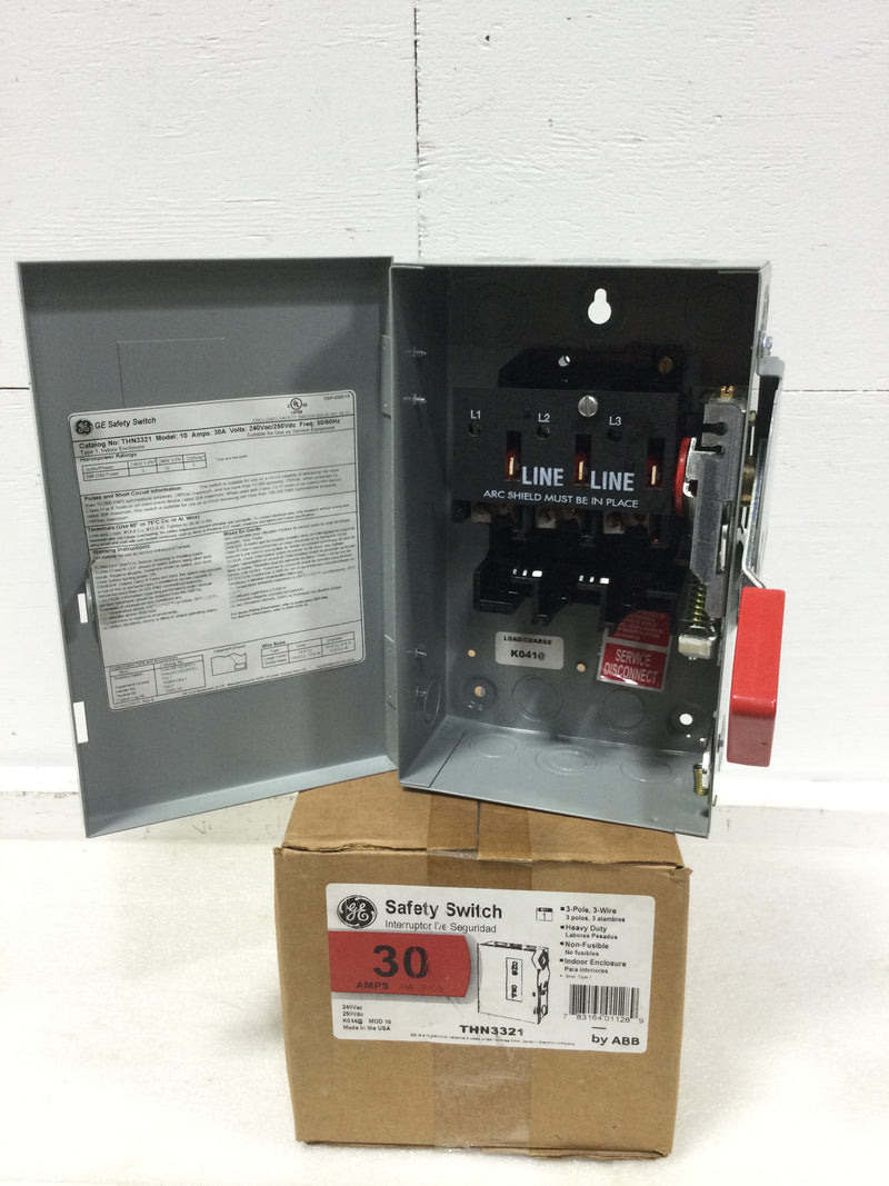 GE General Electric THN3321 30 Amp 3 Pole HD N1 240V Non Fusible Safety Switch