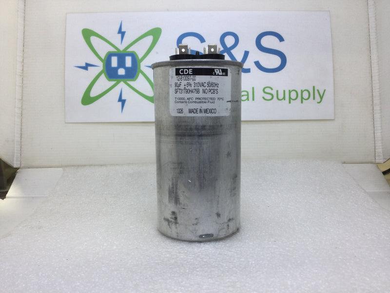 CDE SFT31T90H475B Capacitor (Oval) 90uf +/-6% 310 VAC 50/60 Hz (12-810097-00)