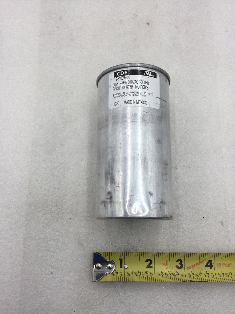 CDE SFT31T90H475B Capacitor (Oval) 90uf +/-6% 310 VAC 50/60 Hz (12-810097-00)