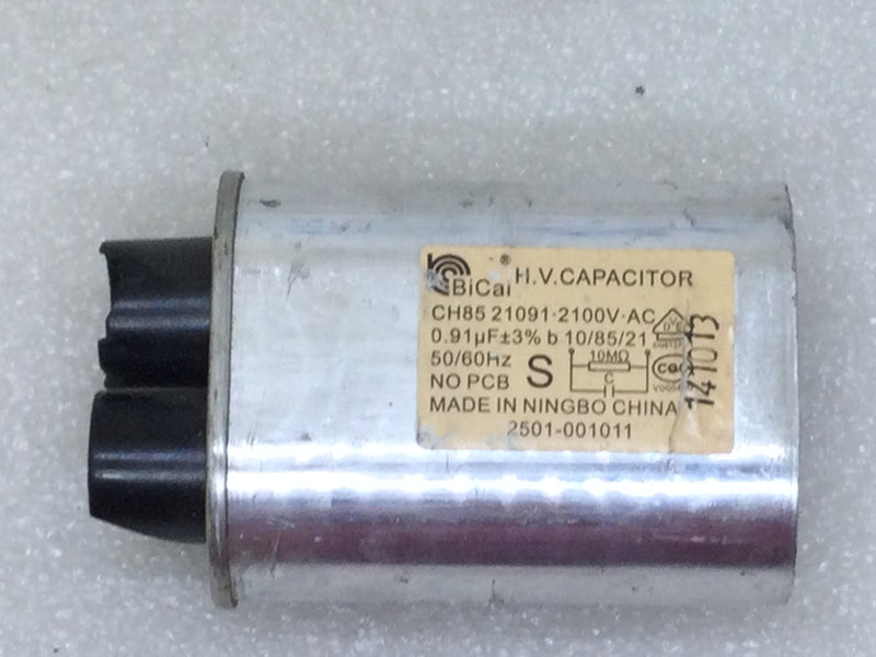 BiCai CH85-21091-2100V-AC 0.91uf +/- 3% 2100 VAC Microwave Oven H.V. Capacitor