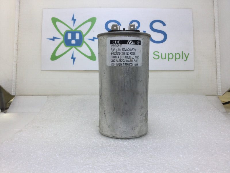 CDE SFT60T21L475B Oval Capacitor 21uf +/-3% 600 VAC 50/60 Hz (12-810126-00)