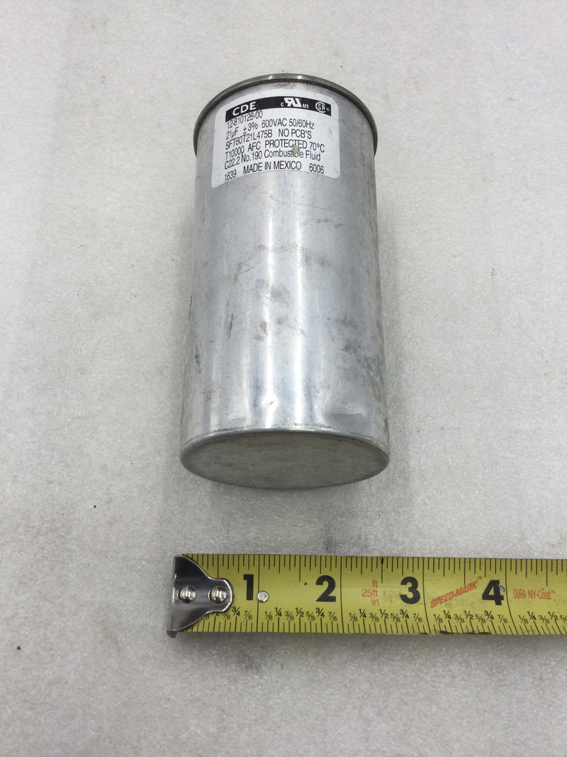 CDE SFT60T21L475B Oval Capacitor 21uf +/-3% 600 VAC 50/60 Hz (12-810126-00)