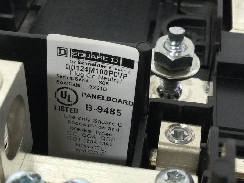 Square D QO124M100PCVP QO Convertible Main Neutral Load Center 100 Amp 12 Space,24 Circuit 120/240V Copper Bus GUTS Only