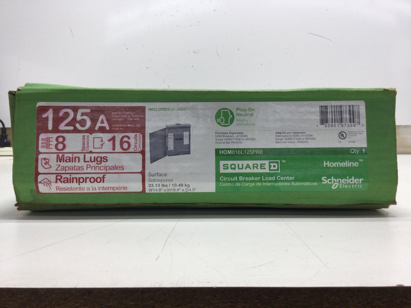 Square D/Homeline HOM816L125PRB 8 Space/16 Circuit 125A Convertible Breaker Panel Type HOM