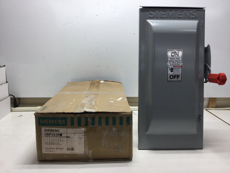 Siemens HNF363R Rainproof Heavy Duty Non-Fusible Safety Switch 100 Amp 3 Pole 600 VAC Nema3R Rated