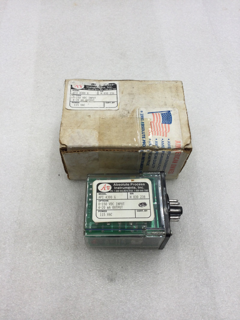 Absolute Process Instruments API-4300-G Relay Transmitter 115 VAC 4-20 mA Output