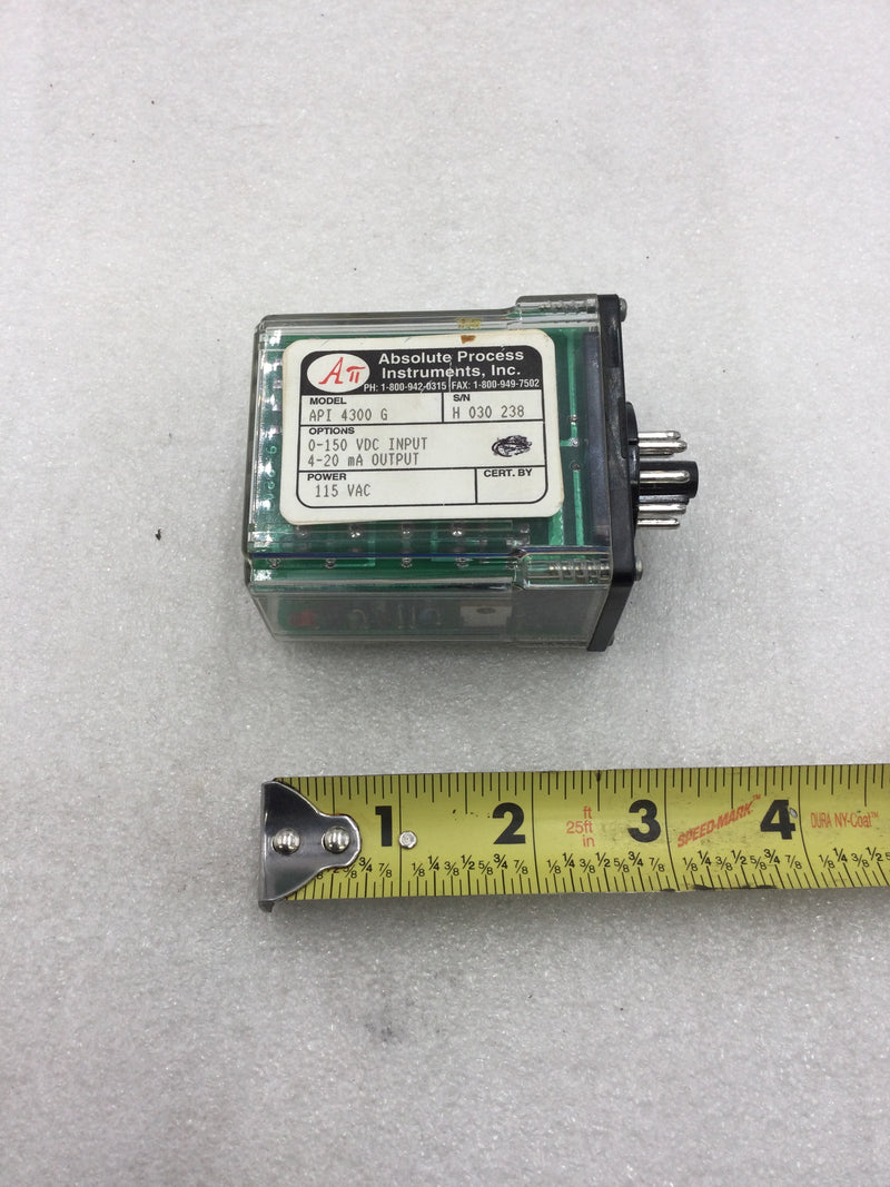 Absolute Process Instruments API-4300-G Relay Transmitter 115 VAC 4-20 mA Output