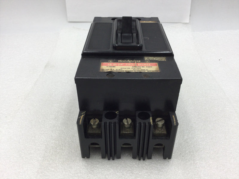 Westinghouse F3015 15 Amp 3 Pole 600V Circuit Breaker