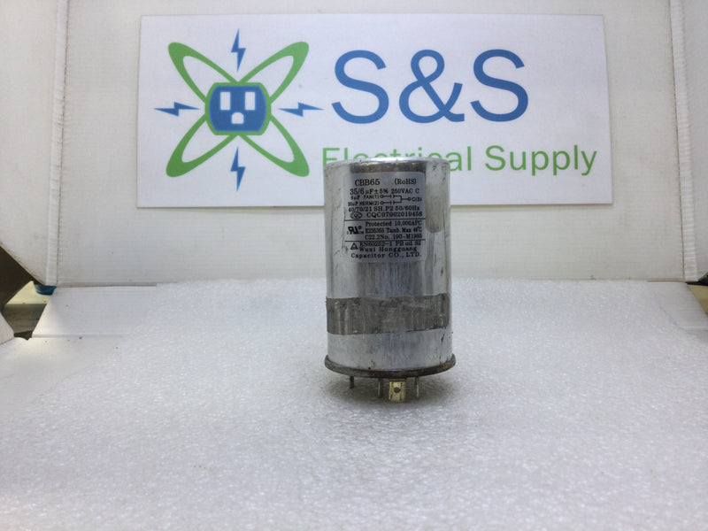 CBB65 Capacitor 35/6uf +/-5% 250 VAC 50/60hz 40/70/21 (CQC07002019458)