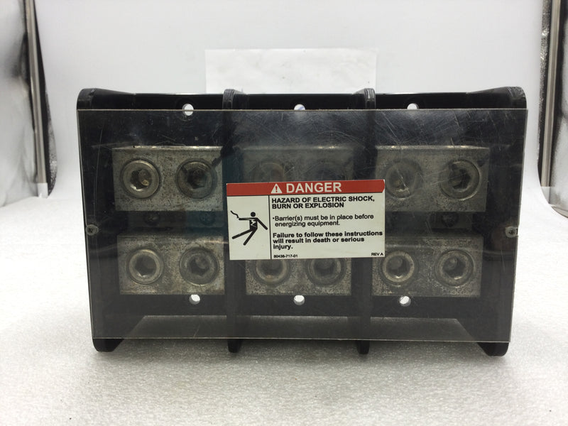 Square D 9080 LBA3652021 760A CU/620A AL 600VAC 3 Pole 2 Line 2 Load Power Distribution Block