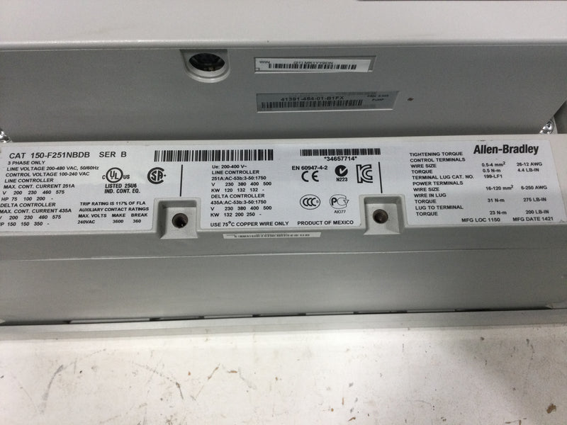 Allen-Bradley 150-F251NBDB SMC-Flex Series 3 Phase Intelligent Motor Controller 200-480 VAC