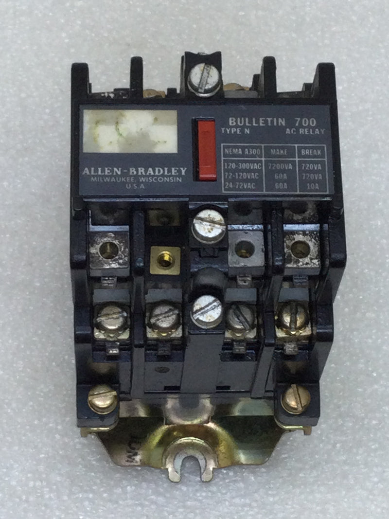 Allen-Bradley 700-N400A1 Bulletin 700 Style Series C Control Relay 60 Amp 24-300 VAC 120 VAC Coil