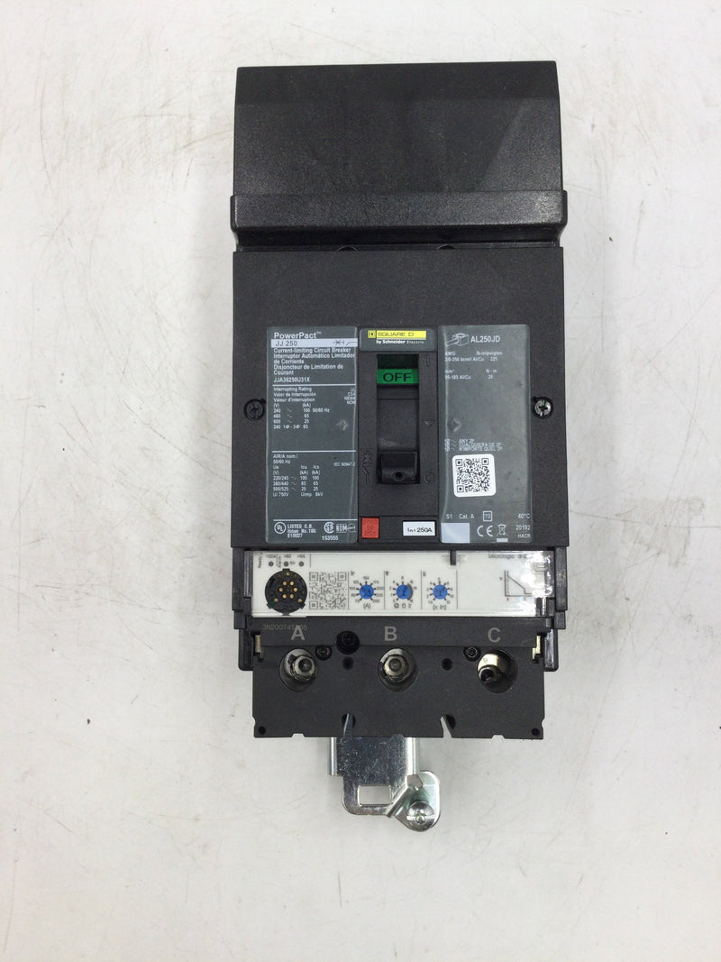 Square D JJA36250U31X 250 Amp Powerpact Circuit Breaker 3 Pole 600v I-Line