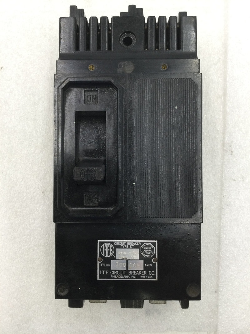 ITE ET Series 100 Amp 2 Pole 125-250 VAC Circuit Breaker