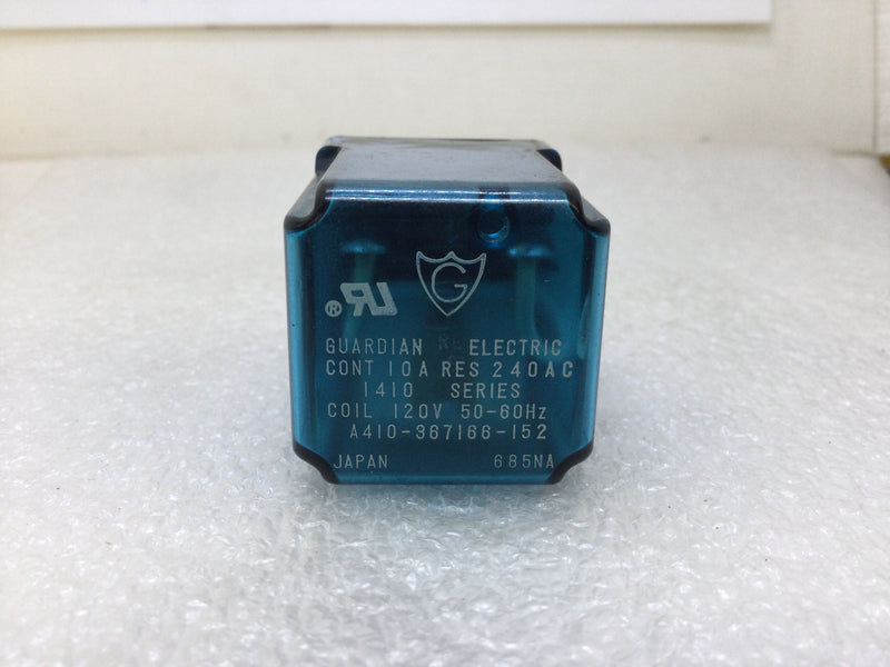 Guardian Electric A410-367166-152 10 Amp 240 VAC 8 Pin Ice Cube Relay with 120 VAC Coil