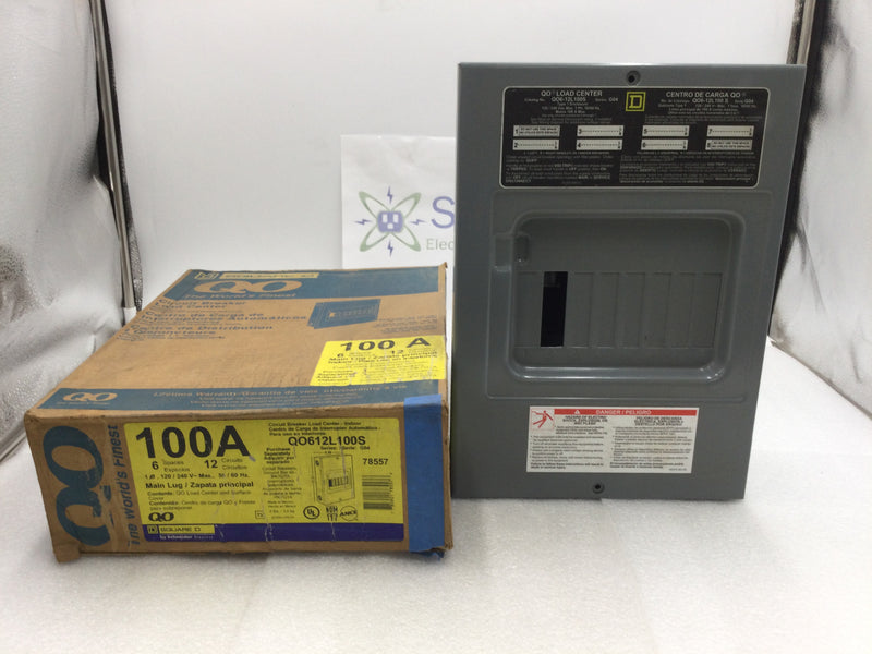 Square D QO612L100S 100 Amp 6/12 Space 120/240V QO Load Center