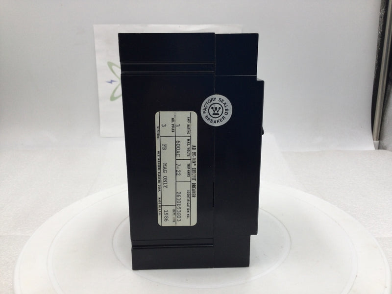 Westinghouse FB2022MRL 3 Amp 2 Pole 600V Molded Case Circuit Breaker