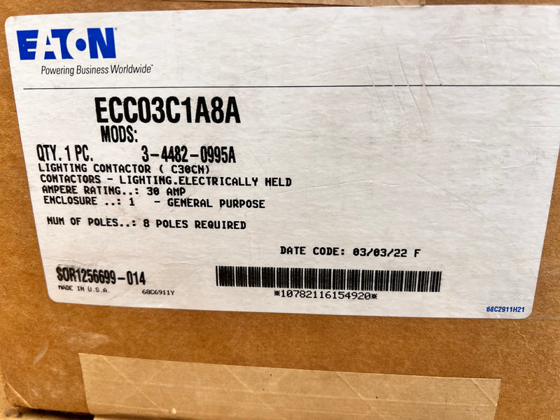 Eaton Cutler-Hammer ECC03C1A8A / C30CN Lighting Contactor Series 115-120v