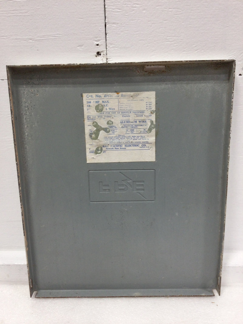 FPE Federal Pacific RH10200 200 Amp 120/240V Cover Only w/Top Lip 14" x 12"