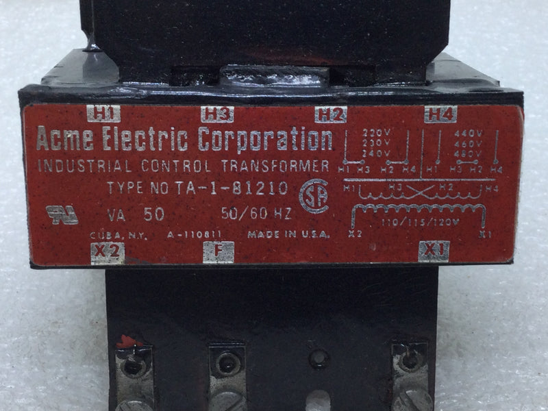 Acme Electric TA-1-81210 Industrial Control Transformer 50VA 50/60Hz 110-12-V