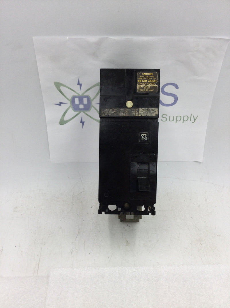 Square D FA26015TC 15 Amp 2 Pole 600 VAC I-LIne Circuit Breaker