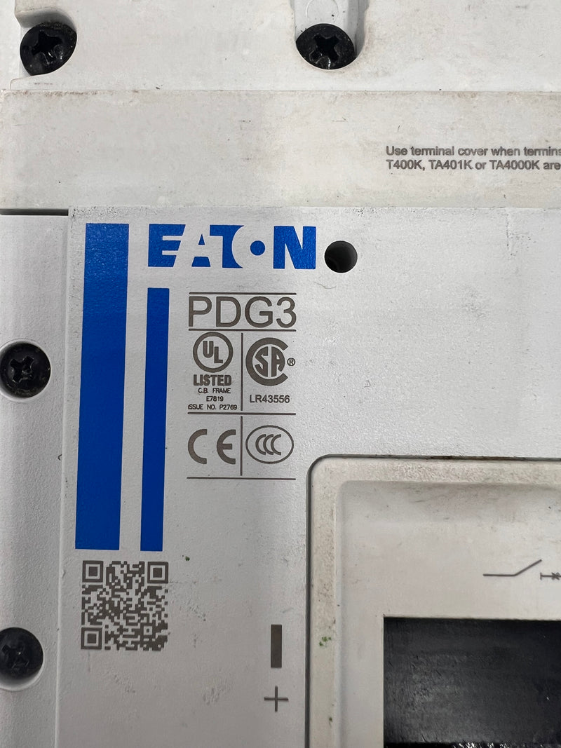 Eaton PDG33G0400FNNN 400 Amp 600v 3 Pole Breaker with Eaton PDG3XTFA30250 Trip