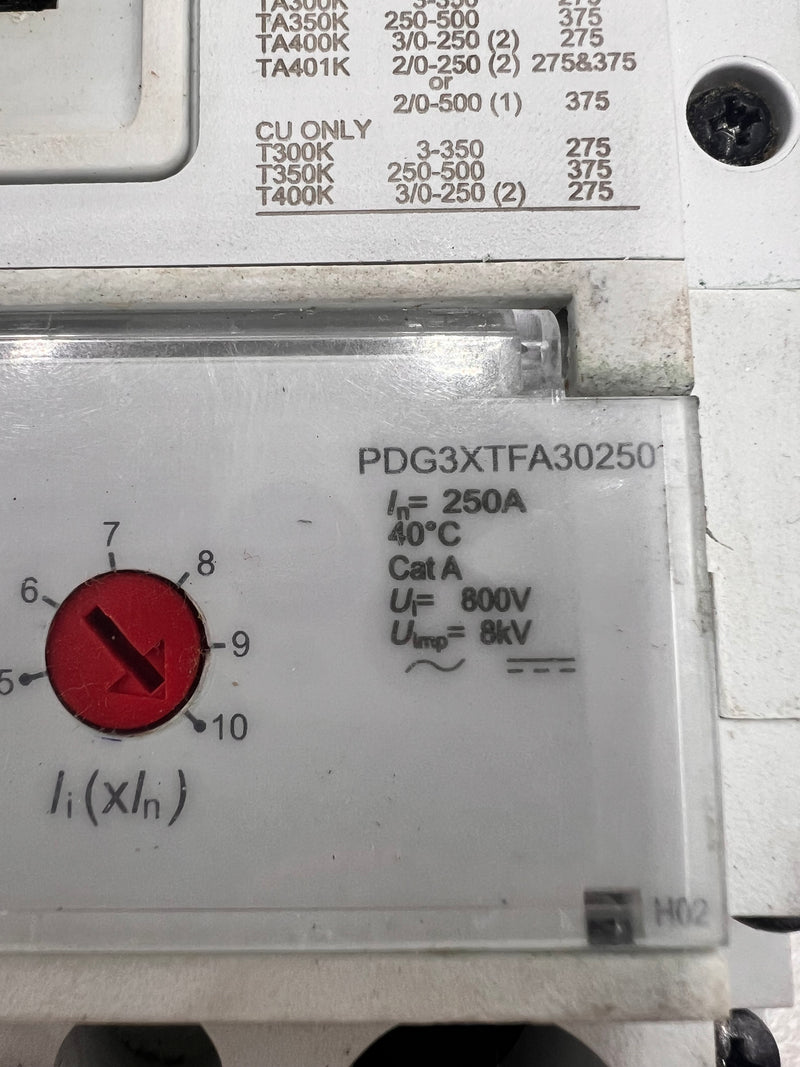 Eaton PDG33G0400FNNN 400 Amp 600v 3 Pole Breaker with Eaton PDG3XTFA30250 Trip