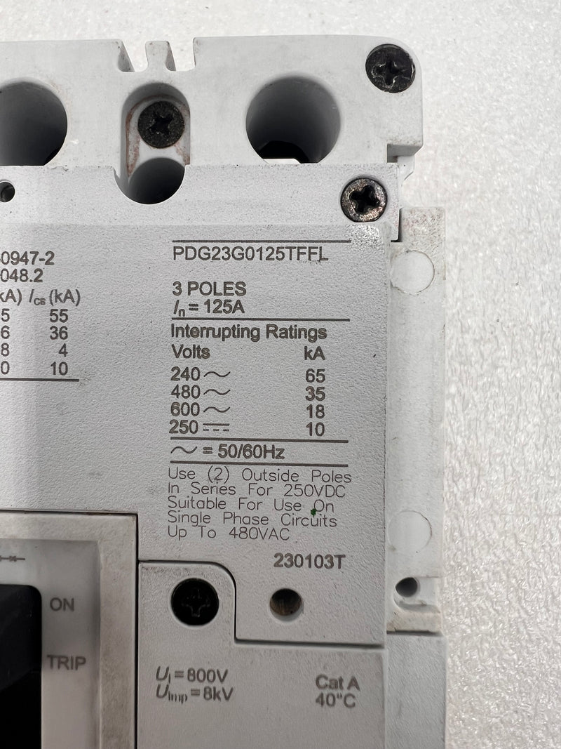 Eaton PDG23G0125TFFL 125 Amp 600v 3 Pole Breaker